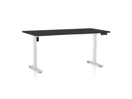 Výškově nastavitelný stůl OfficeTech B, 160 x 80 cm, bílá podnož, černá