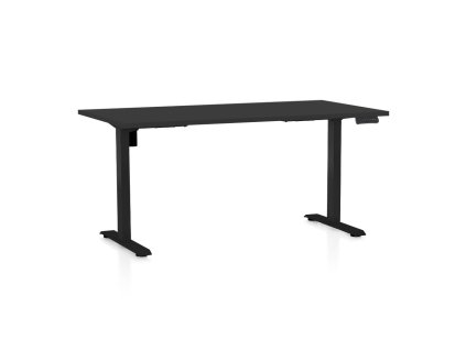 Výškově nastavitelný stůl OfficeTech B, 160 x 80 cm, černá podnož, černá