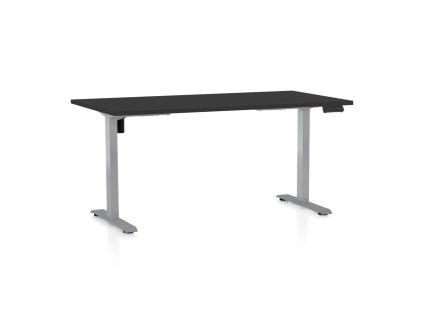 Výškově nastavitelný stůl OfficeTech B, 160 x 80 cm, šedá podnož, černá