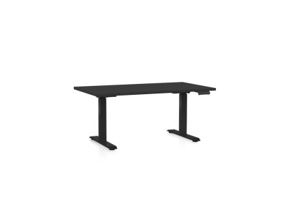 Výškově nastavitelný stůl OfficeTech C, 140 x 80 cm, černá podnož, černá