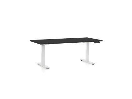 Výškově nastavitelný stůl OfficeTech C, 160 x 80 cm, bílá podnož, černá
