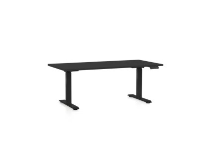 Výškově nastavitelný stůl OfficeTech C, 160 x 80 cm, černá podnož, černá