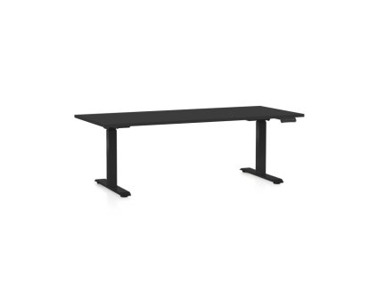 Výškově nastavitelný stůl OfficeTech C, 180 x 80 cm, černá podnož, černá