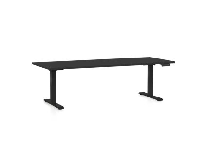 Výškově nastavitelný stůl OfficeTech C, 200 x 80 cm, černá podnož, černá
