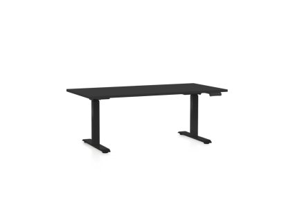 Výškově nastavitelný stůl OfficeTech D, 160 x 80 cm, černá podnož, černá
