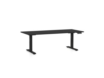 Výškově nastavitelný stůl OfficeTech D, 180 x 80 cm, černá podnož, černá