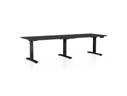 Výškově nastavitelný stůl OfficeTech Long, 240 x 80 cm, černá podnož, černá