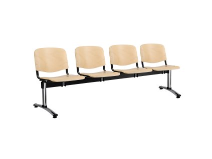 Dřevěná lavice ISO, 4-sedák - chromované nohy, buk