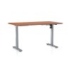 Výškově nastavitelný stůl OfficeTech A, 140 x 80 cm, šedá podnož, třešeň