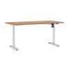 Výškově nastavitelný stůl OfficeTech A, 160 x 80 cm, bílá podnož, buk