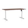 Výškově nastavitelný stůl OfficeTech A, 160 x 80 cm, bílá podnož, ořech