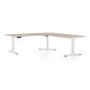 Výškově nastavitelný stůl OfficeTech Angle, 180 x 200 cm, bílá podnož, dub