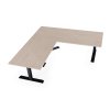 Výškově nastavitelný stůl OfficeTech Angle, 180 x 200 cm, černá podnož, dub