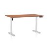 Výškově nastavitelný stůl OfficeTech B, 120 x 80 cm, bílá podnož, třešeň