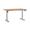 Výškově nastavitelný stůl OfficeTech B, 120 x 80 cm, šedá podnož, buk
