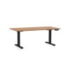 Výškově nastavitelný stůl OfficeTech C, 160 x 80 cm, černá podnož, buk
