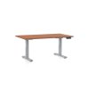 Výškově nastavitelný stůl OfficeTech D, 120 x 80 cm, šedá podnož, třešeň