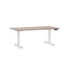 Výškově nastavitelný stůl OfficeTech D, 160 x 80 cm, bílá podnož, dub