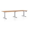 Výškově nastavitelný stůl OfficeTech Long, 240 x 80 cm, šedá podnož, buk