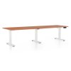 Výškově nastavitelný stůl OfficeTech Long, 260 x 80 cm, bílá podnož, třešeň