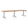 Výškově nastavitelný stůl OfficeTech Long, 260 x 80 cm, šedá podnož, buk