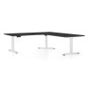 Výškově nastavitelný stůl OfficeTech Angle, 180 x 200 cm, bílá podnož, černá