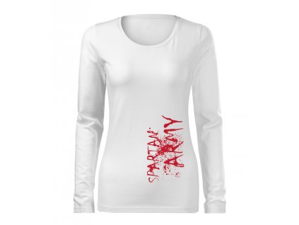 DRAGOWA Slim dámske tričko s dlhým rukávom War, biela 160g/m2