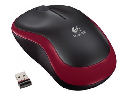 Logitech M185 nano/Kancelářská/Optická/1 000DPI/Bezdrátová USB/Červená