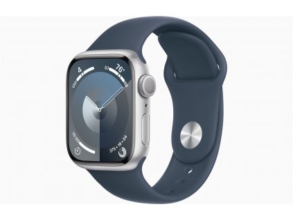 Apple Watch S9/41mm/Silver/Sport Band/Storm Blue/-M/L