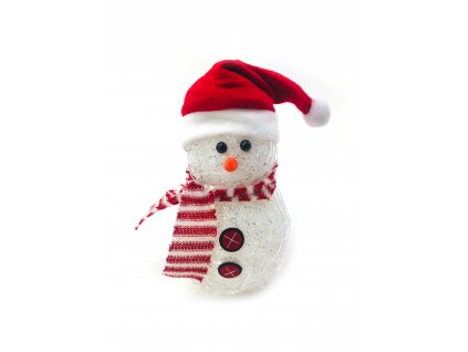 152171 svitici led snehulak v cepici s cervenou salou 20 cm