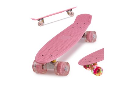 Dětský skateboard s LED kolečky - Růžový