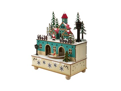 Christmas Light up vianocny-hrajuci-led-domcek-so-santom--22x12x25-cm Box Xmas Decor DIY Dekoracyjny oswietlony dom
