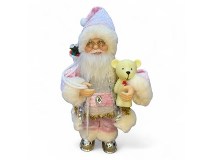 vianocni-dekoracie-santa-claus-ruzovy-s-medvedikom--30-cm-