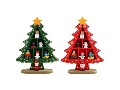 Drevený vianočný stromček s figúrkami (29 cm)