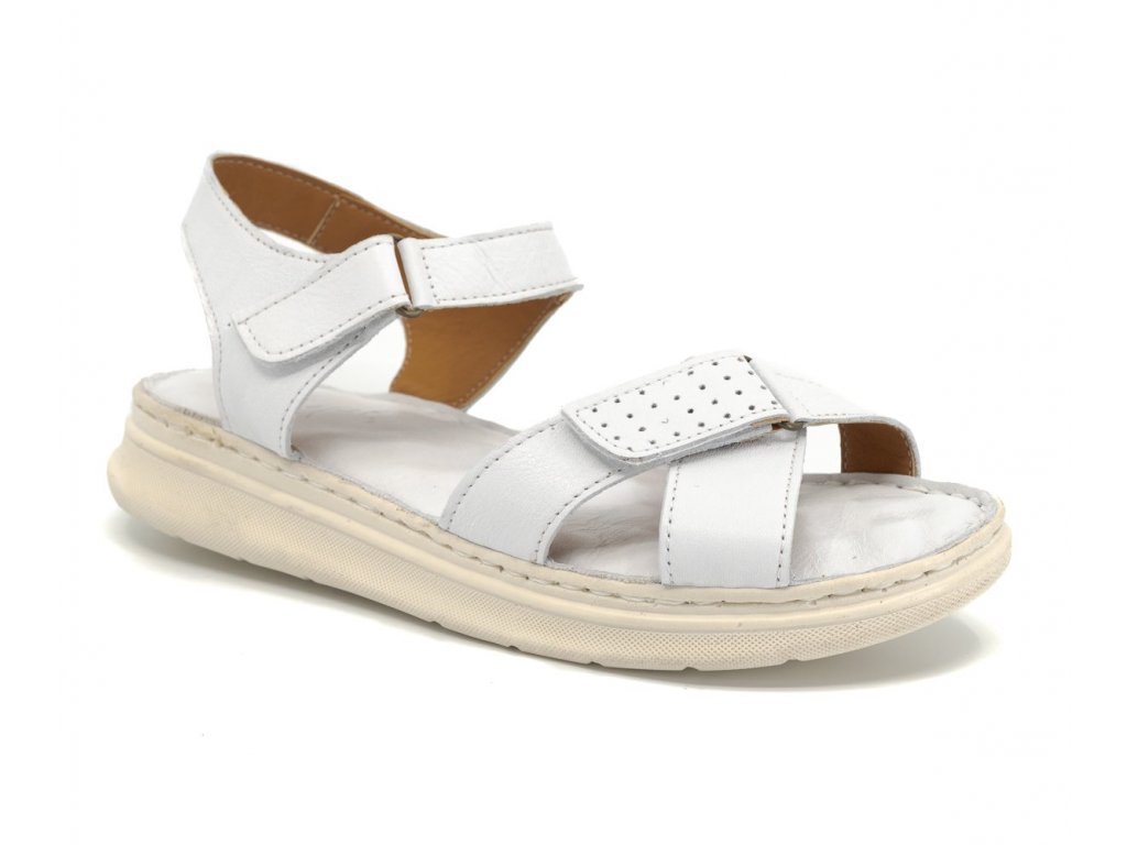 Dámské kožené sandálky Dapi bílé 26463 (Velikost 36)