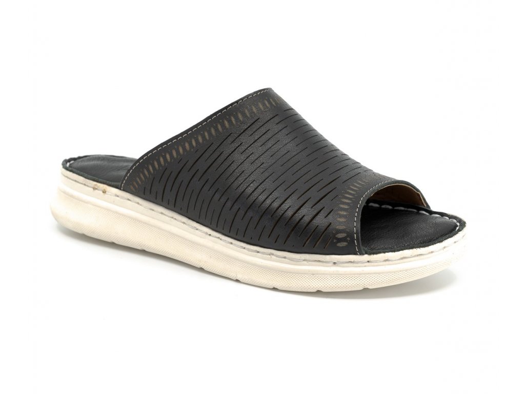 Dámské kožené pantofle Dapi černé 26468 (Velikost 36)