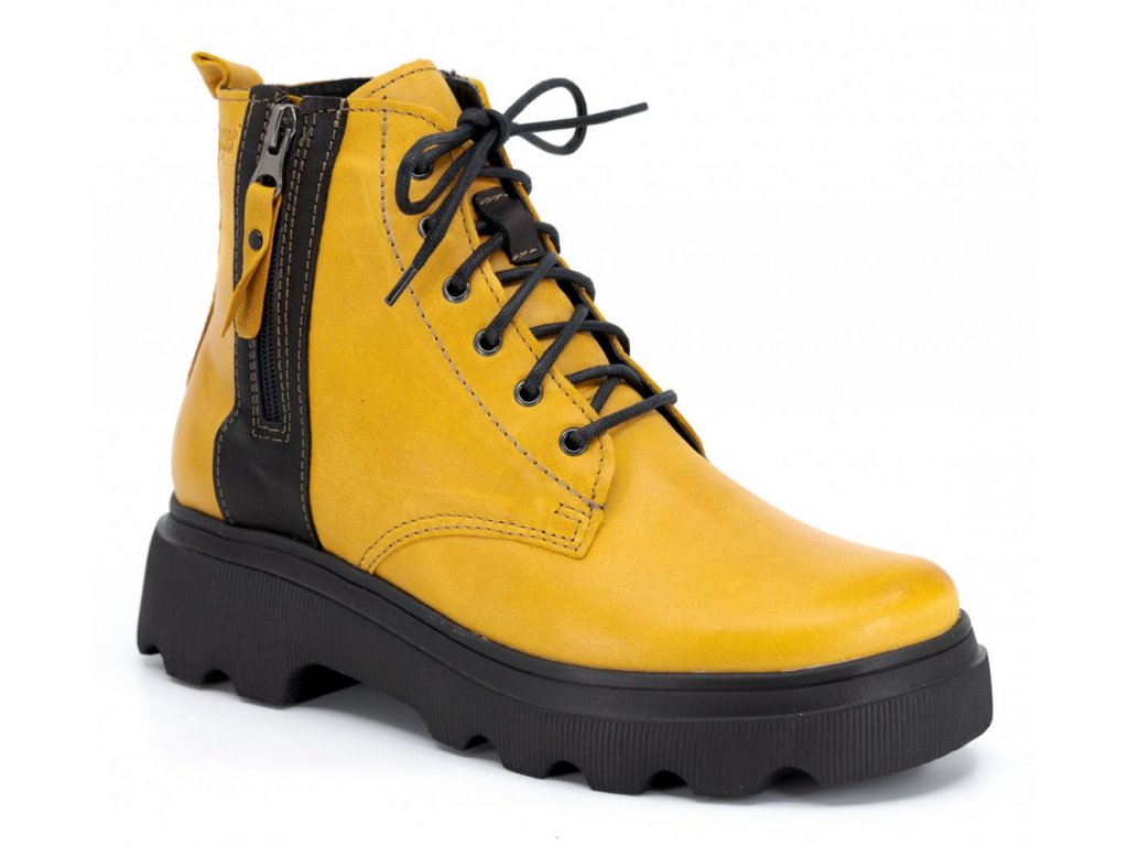 Dámská kožená kotníková obuv Kacper žlutá 27396 (Velikost 36)