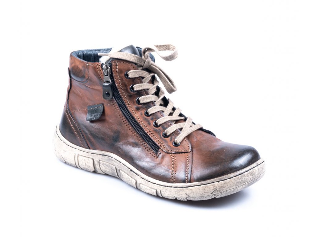 Pánská kožená kotníková obuv Kacper hnědá 15766 H (Velikost 40)