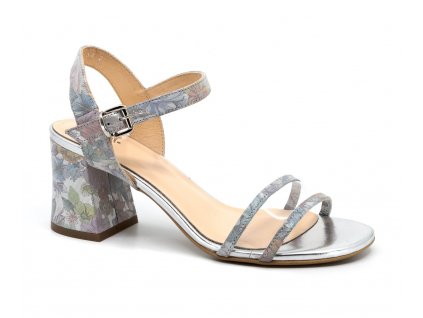Dámské kožené sandálky Dapi Flower stříbrné 25926 (Velikost 36)
