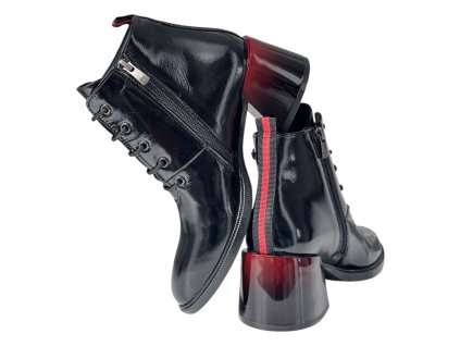 Dámská kožená kotníková obuv Dapi černá lak 28766 G