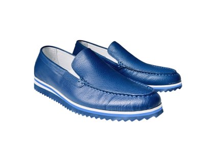 Pánské kožené mokasíny Dapi modré 15901 F/G