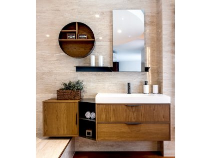 MUTEVOLE KAROL nábytková sestava s umyvadlem dub bílá černý kov koupelna DARA design 3