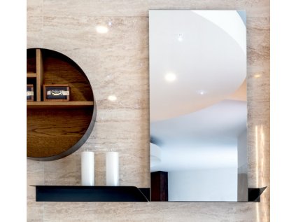 MUTEVOLE KAROL kovova police se zrcadlem cerny kov koupelna DARA design