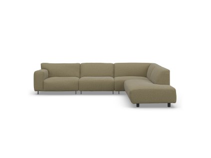 Světlá zelená modulová sedačka do L pro 4 osoby