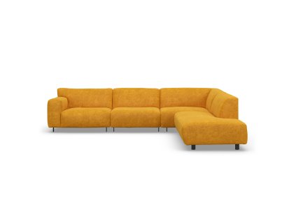 Hořčicová modulová sedačka do L pro 4 osoby