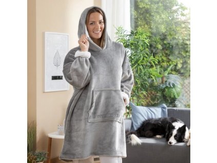 Oversized mikinova deka s rukavmi s fleecovou podsivkou