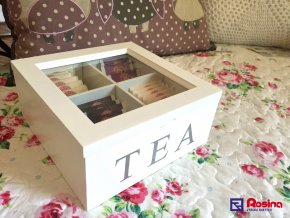 Krabička na čaj TEA biela 18x18cm, 16,90€, 93361ART