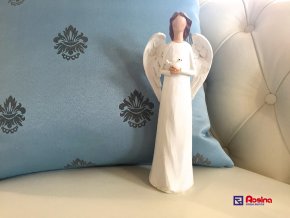 Soška Anjelik biely s holubičkou 23cm, 23,00€, 725088TRE