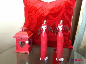 Soška Anjelik červený s bielym srdiečkom 21cm, 13,90€, 414034TRE