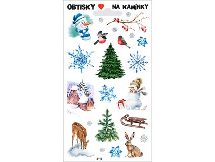 obtlacky na kamienky snehuliak